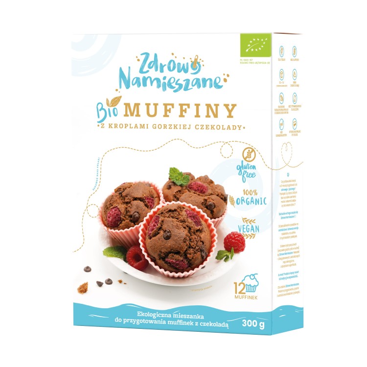 Muffiny z kroplami gorzkiej czekolady BIO (300g)