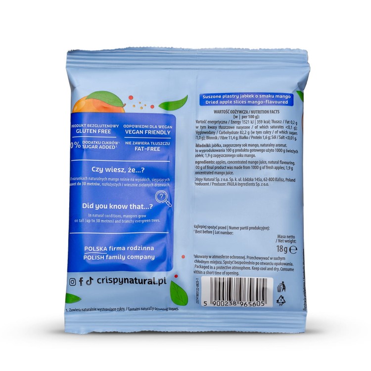 Jabłko o smaku mango - Suszone chipsy z jabłek (18g) - skład