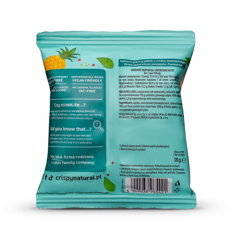 Jabłko o smaku ananasa - Suszone chipsy z jabłek (18g) - skład
