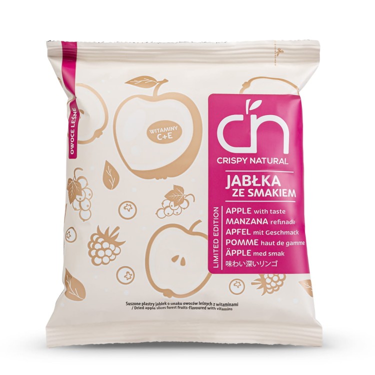 Jabłka ze smakiem - Owoce leśne - Suszone chipsy z jabłek (18g)