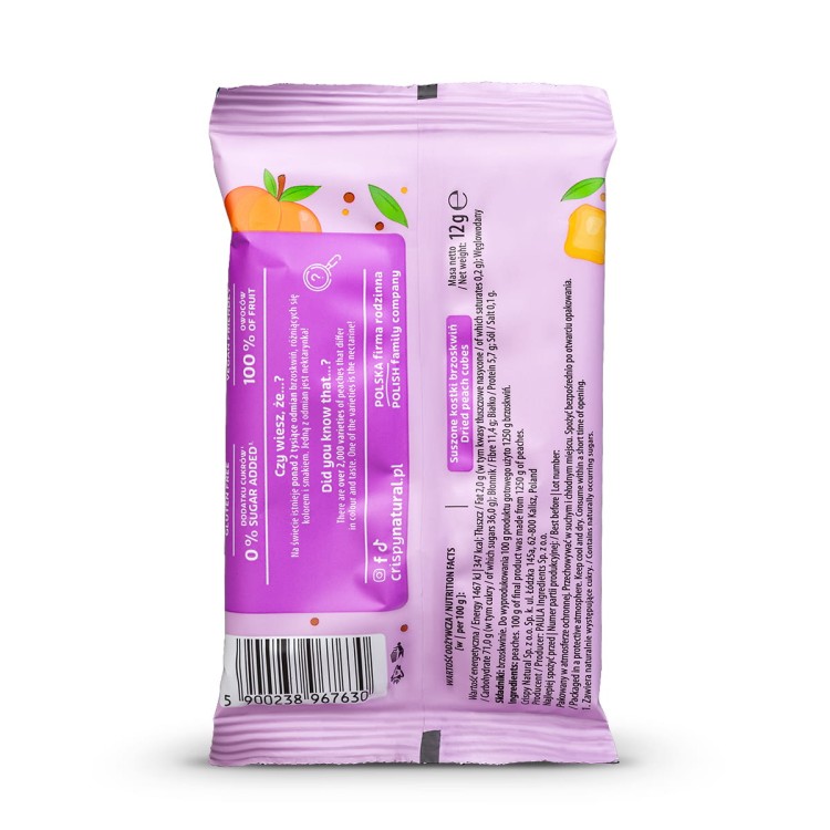 Brzoskwinia - Suszone Chipsy z brzoskwini (12g) - skład