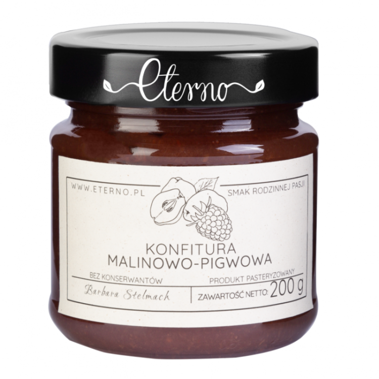 Konfitura malinowo-pigwowa o obniżonej zawartości cukru (220g)