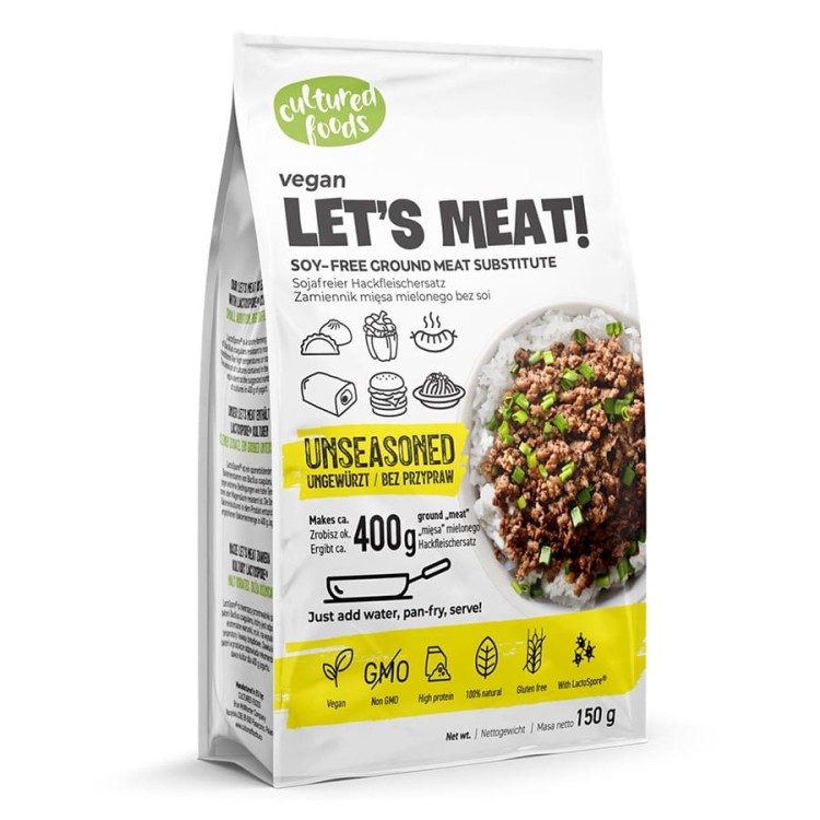 Zamiennik Mięsa Mielonego bez przypraw Bezglutenowy Let's Meat! Unseasoned (150g)
