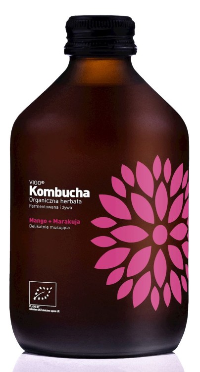 Kombucha z Mango i Marakują Bezglutenowa BIO (330ml)