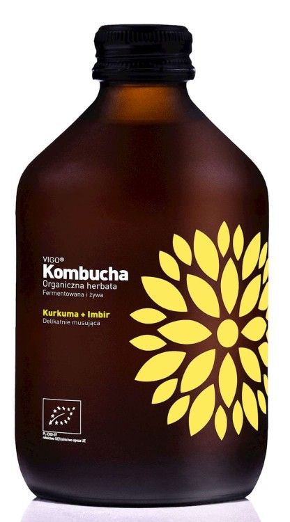 Kombucha z Kurkumą i Imbirem Bezglutenowa BIO (330ml)